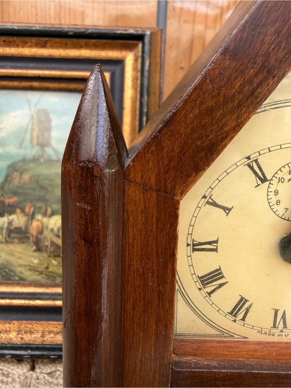 Vintage Antique Burroughs Miniature Gothic Steeple Clock Cathedral Decor As Is